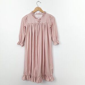 SweetHoney Single Button Ruffle Collar Hem Cuff Neutral Gingham Robe